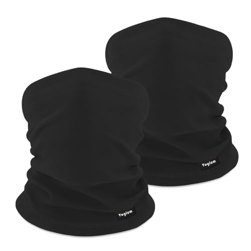 Vogium Adult Fleece Neck Warmer Gaiter - Windproof Stretchy Face Mask for Winter Sports & Commuting - Unisex Warm Elastic Tube Scarf(Black/Black)