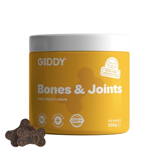 Gooddy - Suplemento Condroprotector Articulaciones para Perros. 100 Snacks, 300g – con Glucosamina HCI, Condroitina, MSM, Colágeno, y Vitaminas C y E. Antiinflamatorio Caderas, Artrosis, Huesos