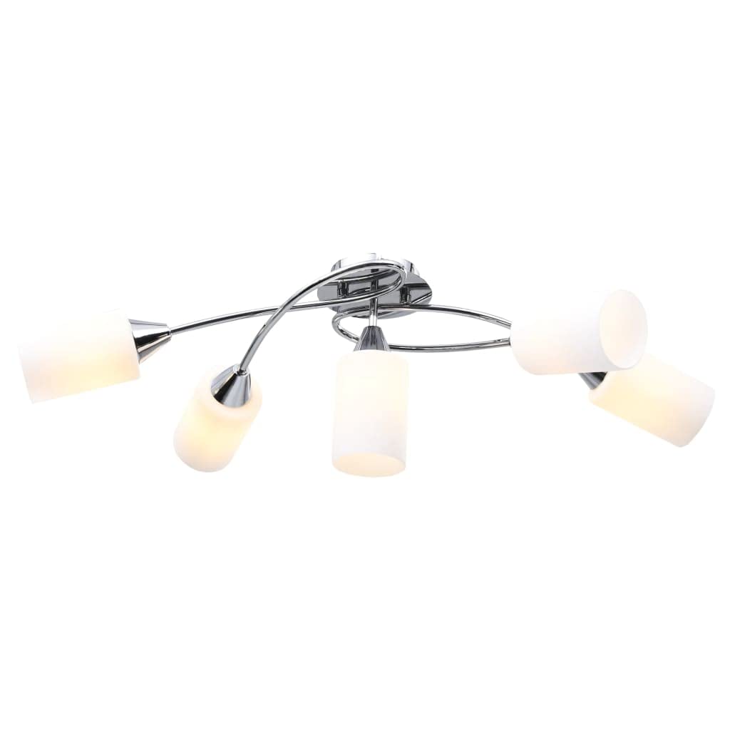 Plafonnier luminaire de salon moderne en verre blanc et acier chromé E14