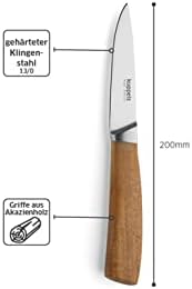 Kuppels Nóż kuchenny WOOD | długość ostrza 9 cm | ostry nóż kuchenny z uchwytem z drewna akacjowego | ostrze z hartowanej stali nierdzewnej | nóż kuchenny do precyzyjnego cięcia | ostry nóż do