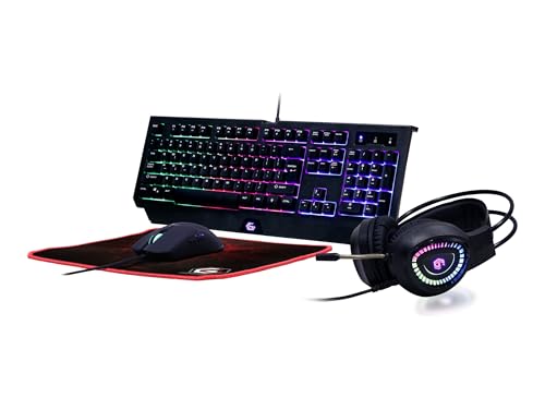 GEMBIRD PHANTOM GAMING GGS-UMGL4-01 JUEGO 4 EN 1 ILUMINADO TECLADO (INGLES) + RATÓN + ALFOMBRILLA + AURICULARES
