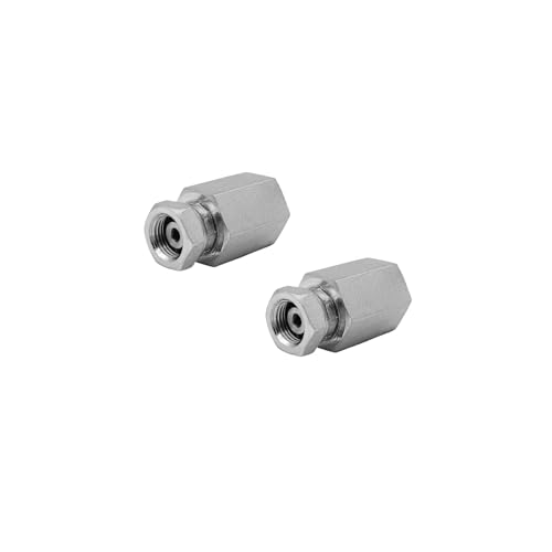 Image of (2-PACK) 1405-04-02 Hydraulic Hose Adapter Fitting 1 /4 inch Female (1 /4 inch-18NPTF)x1 /8 inch Female Swivel (1 /8 inch-27NPSM) Straight Pipe Connector Carbon Steel