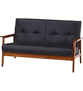 不二貿易 ソファ ソファー 2人掛け 幅127×奥行70×高さ70×cm ダークブラウン 合皮 コンパクトサイズ 天然木 ミート 73761