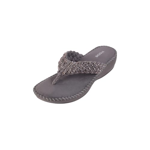 Mochi Women Grey Thong Comfort Slip-on Sandal UK/7 EU/40 (44-151)
