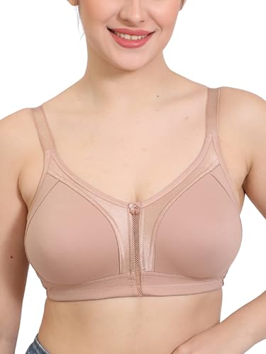 Image of GLAMORAS Women Cotton Spandex Non Padded & Non Wired Minimizer Everyday Bra| Structured for Bounce Control with Full Coverage & Broad Side Wings Prevents Side Spillage