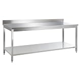 GastroHero Edelstahl Arbeitstisch I Arbeitstisch 100x60 cm mit Grundboden I ohne Aufkantung I Edelstahltisch für Gastronomie I Gasto Tisch AISI 201 (2000 x 700 x 850 mm, mit Aufkantung)