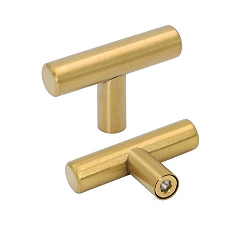 Goldenwarm 25pcs Brushed Brass Kitchen Cabinet Hardware Handle 1/2