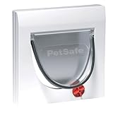 PetSafe Chatière Classique Staywell 4 options de fermeture manuelle, avec tunnel,   fermeture magnétique, assemblage facile, pour chat jusqu’à 7kg, résistant, blanc