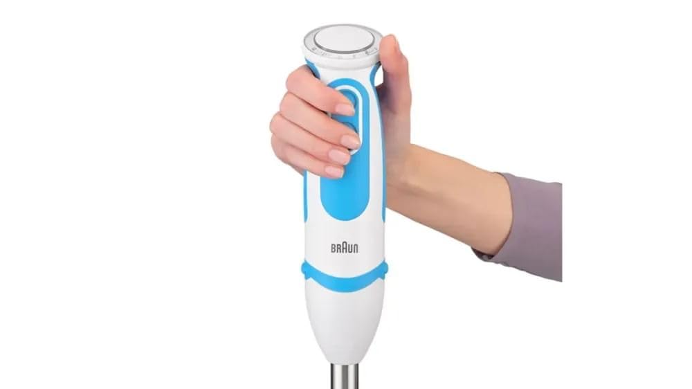 Braun 4191-MQ5260WHBL Batidora de mano 1000 W con vaso, función Turbo, Blanco/Azul
