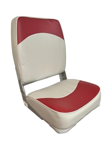 Horizon Manufacturing Boat Seat, High Back, Economy, Fold Down, 1013- ABE Gray/Red