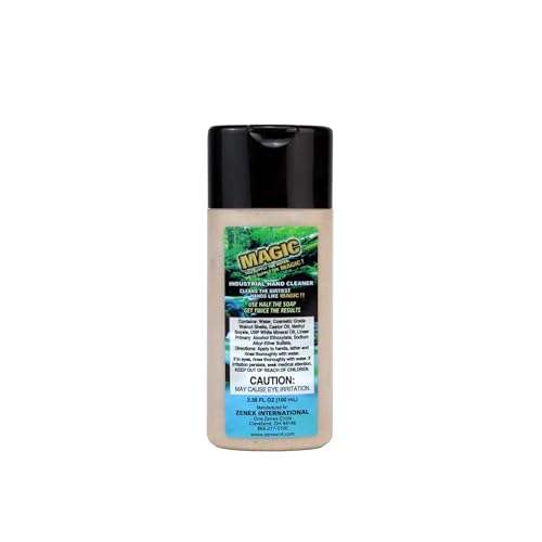 Zenex Magic Hand Soap - Industrial Hand Cleaner for Auto Mechanics | Shop Soap | Walnut Shell Scrubbers to Remove Grease, Oil, Ink & Paint | Moisturizing Ingredients | 100 ml (5 Pack)