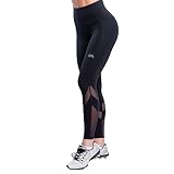 GYM AESTHETICS Damen Performance Aktiv Leggings Kompressionshosen Compression Schnelltrocknend Bauchkontroll hoher breiter Bund Höhe Taille Funktionswäsche,Yoga andere Sport Schwarz(XL)