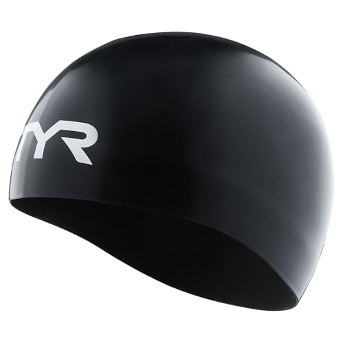 TYR Tracer X Dome Swim Cap for Adults, Color-Black, Size-M
