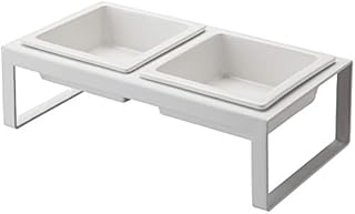 Yamazaki TOWER PET FOOD BOWL STAND SET TALL WH
