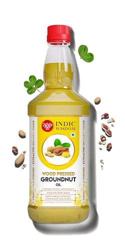 IndicWisdom Wood Pressed Groundnut Oil 1 Liter (Cold Pressed Groundnut Oil - Extracted on Wooden Churner)