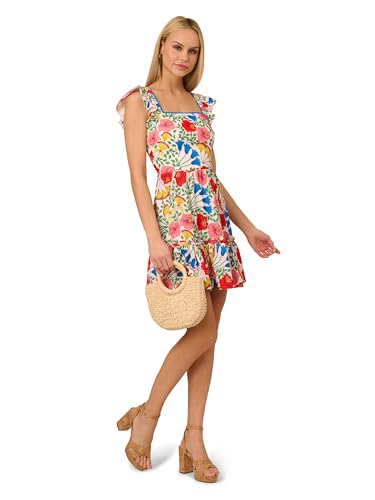 Image of Adrianna Papell Flutter Sleeveless Short Dress