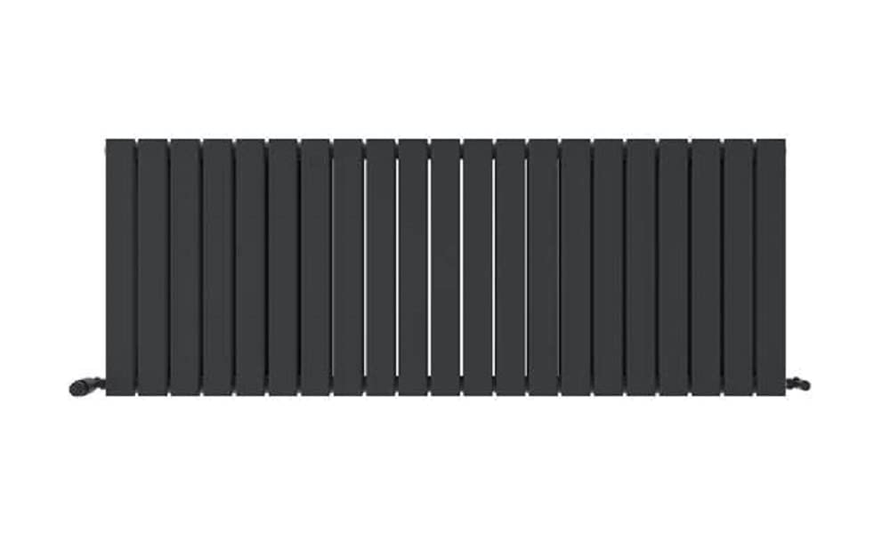 iBathUK Apex Wall Mounted Horizontal Double Slim Flat Panel Designer Radiator, Steel Hydronic Central Heating, Modern Designer Radiator for Bathroom/Living Room in Matt Anthracite, 1600 x 600mm — image 1