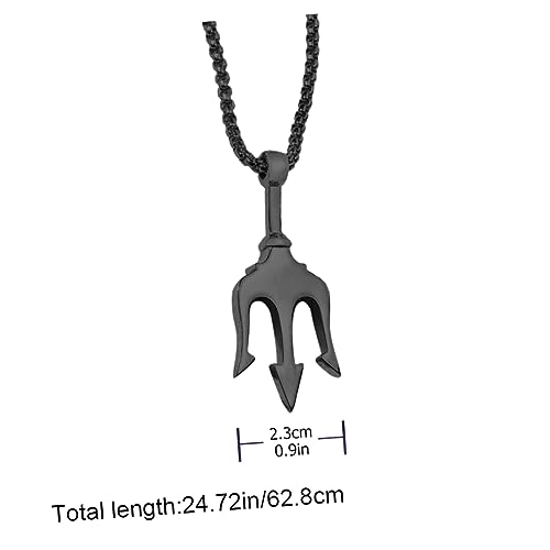 Collier trident noir pour homme en acier inoxydable amulette
