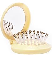 Arthaxi Travel Hair Brush with Small Mirror, Compact Mirror with Mini Hair Brush Kit, Folding Hai...