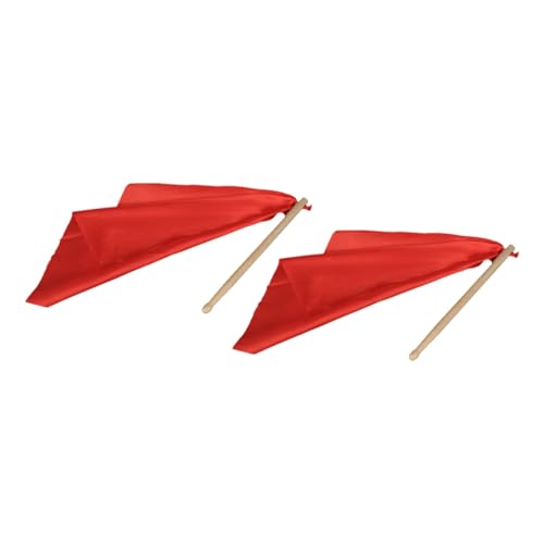 Baquetas de madera militar para tambor, par de 25 cm con cinta de poliéster roja de 37 x 37 cm, accesorios para instrumentos musicales