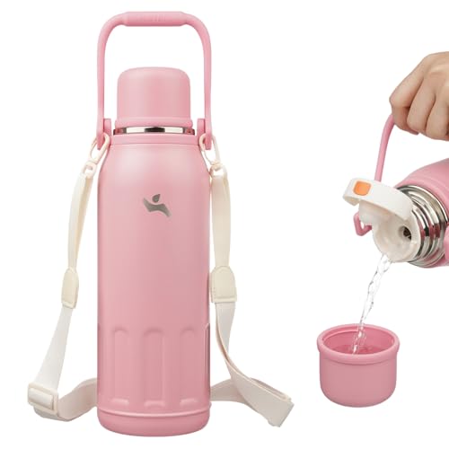 Image of Konokyo 50oz Thermos for Cold Drinks, Insulated Water Bottle, Pink
