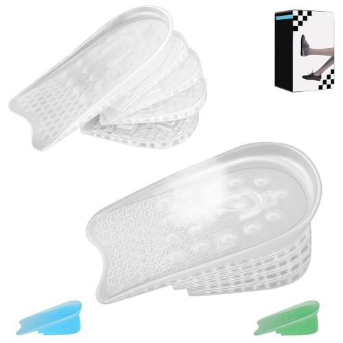 Height Increase Insoles for Men and Women, 5-Layer Adjustable Gel Heel Lift Inserts, Silicone Heel Cushion Cups for Leg Length Discrepancy, Fits Most Shoes