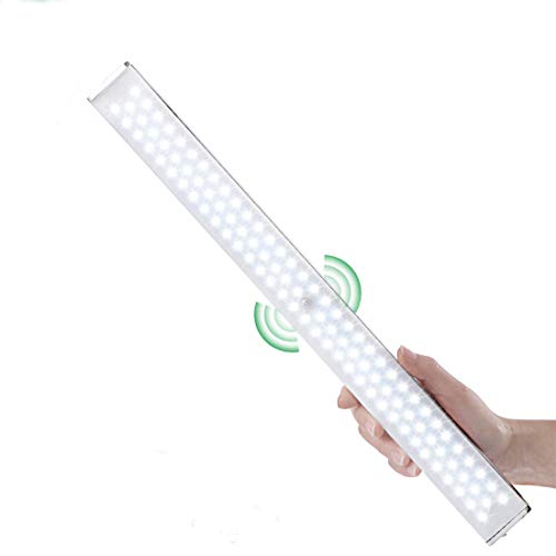 Preisvergleich Produktbild LED Schrankleuchten Sensor Licht, 100LED Wiederaufladbar Schranklicht mit Bewegungsmelder, Unterbauleuchte für Theke, Kleiderschrank, Küche, Schublade, Flur, Treppe, Wohnmobil