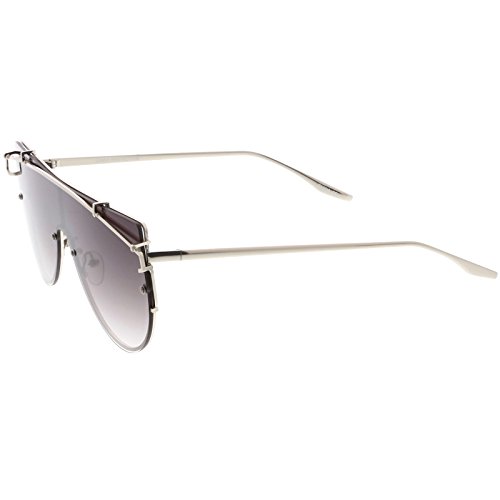 zeroUV Futuristic Rimless Metal Crossbar Nuetral Colored Mono Lens Shield Sunglasses 64mm3