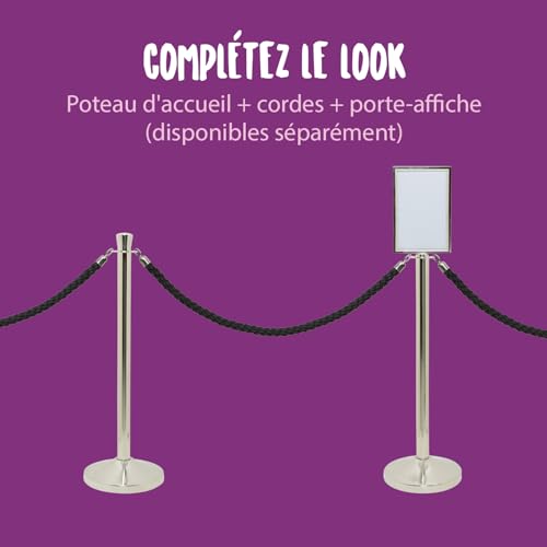 Corde de barrière Classic Securit de 152cm noire pour restaurant - 5