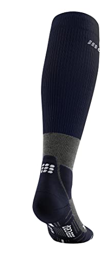 CEP Men's Merino Wool Hiking Tall Knee High Compression Socks, Peacoat/Grey, Men, V4