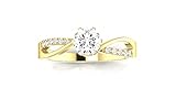 0.48 Carat t.w. 14K Yellow Gold Elegant Twisting Split Shank Diamond Engagement Ring with a 0.4 Ct...