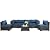Shintenchi 7 Pieces Outdoor Patio Sectional Sofa Couch, Black Wicker Furniture Conversation Sets with Washable Cushions & Glass Coffee Table for Garden, Poolside, Backyard (Aegean Blue)