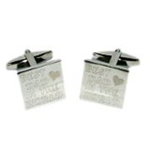 Mancuernillas para Hombre Grabado Mejor Papá del Mundo miniatura 1