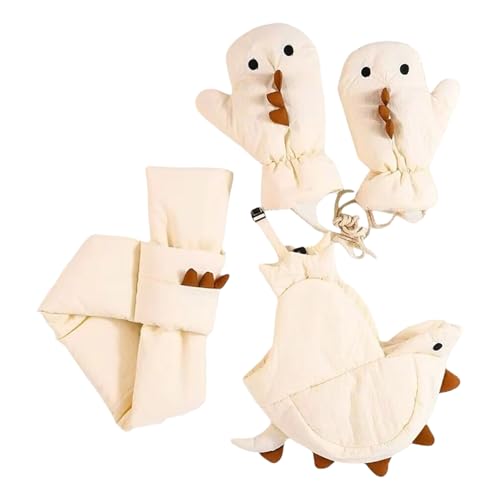 Conjunto de gorro y manoplas para niños de 3 a 8 años bufanda invierno guantes aislados esenciales