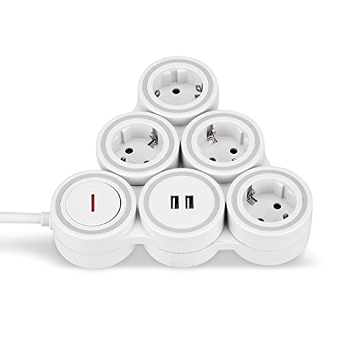 Multiprise flexible de haute qualité REV SupraFlex 4 prises et 2 USB finition blanche - 4