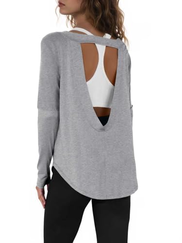 T-shirt d'entraînement décontracté à manches longues pour femme avec col bateau