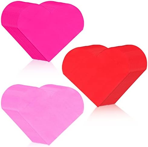 300 Pieces Valentine's Day Heart Love Napkins Cocktail Napkins Valentine's Napkins Disposable Heart Paper Napkins Beverage Napkins for Valentines Wedding Dinner Party Banquet Birthday, 7.4 x 7.4 inch