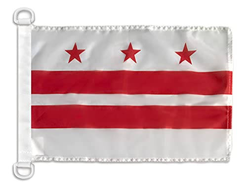AZ FLAG - Drapeau Washington DC - 45x30 cm - Pavillon Nautique District De Columbia - Usa Spécial Bateau Et Extérieur En Maille Bloquée Avec Anneaux Plastiques Intégrés - 30g