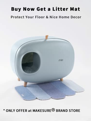 Ms!Make Sure Cat Litter Box (With Litter Mat), Enclosed Design, Large Space Litter Box With Lid, Prevent Sand Leakage And Isolate Odors, Easy To Clean, With Cat Litter Scoop - Gray Blue #TOP1