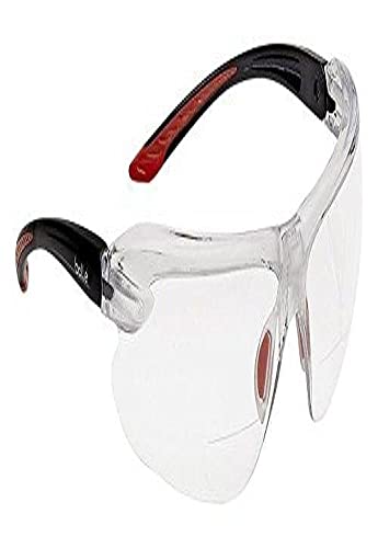 bollé Bolle Safety Iri-S Safety Glasses with 2.50 Diopter, Black & Red Frame, Clear Lenses