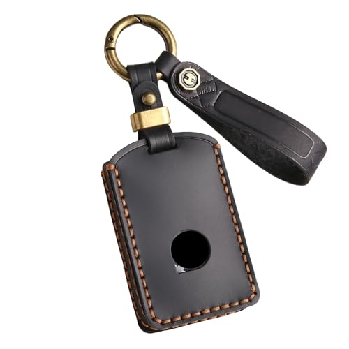 Idée cadeau homme femme étui de clé Volvo en cuir noir avec anneau