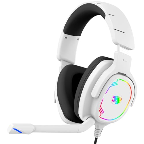 Jimonyer Auriculares para juegos para PC/PS4/PS5/Xbox One/Switch, auriculares estéreo de sonido envolvente con micrófono flexible con cancelación de ruido, auriculares de computadora con conector de