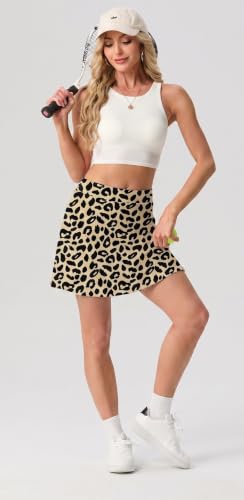 PrinStory Women's Tennis Skirt Lightweight Knee Length Skorts Skirts Running Golf Pickleball Workout Sport Skirts with Pockets LD Khaki-2XL — view 2