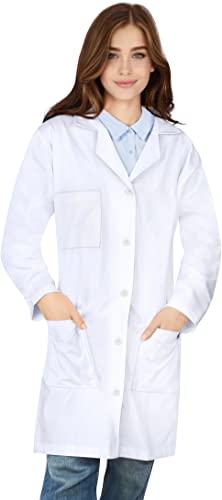 Ny Threads Professional Lab Coat For Women, Full Sleeve Cotton Blend Long Medical Coat (White, Small) #TOP9
