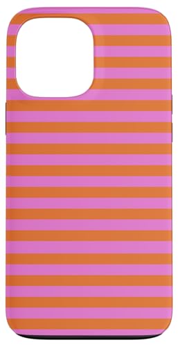 Orange and Pink Stripes Geometric Horizontal Lines Pattern X}zP[X iPhone 13 Pro Max p