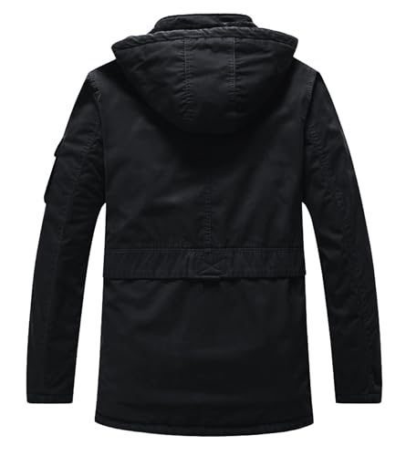 Image of L'MONTE Men's Imported Heavy-Duty Winter Jacket - 100% Cotton Coat with Fleece Lining, Detachable Hood & Multiple Pockets - Windproof, Warm, Stylish for Outdoor & Casual Winter Wear