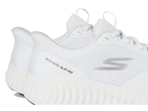 SKECHERS Men's Hands Free Slip-ins Go Run Now Sneaker, White/Black, 7.5