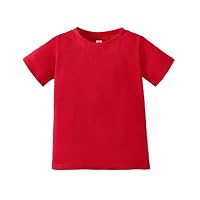 ZFZDRen Kids Short Sleeve Tee Shirt 2-14Y Crewneck T-Shirt Children's Boys Girls Tops Boy Girl Tee Tops Casual Blouse (Red, 9-10 Years)