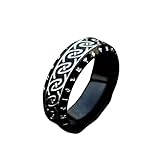 Sumpgle Anillo de acero de titanio Anillo unisex minimalista vintage con letras vikingas para hombres y mujeres bisutería de moda