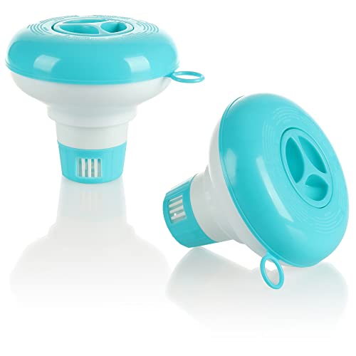 com-four® 2X Flotadores dosificadores químicos para tabletas de Cloro o bromo - para la dosificación para Piscinas (2x12,7 cm)